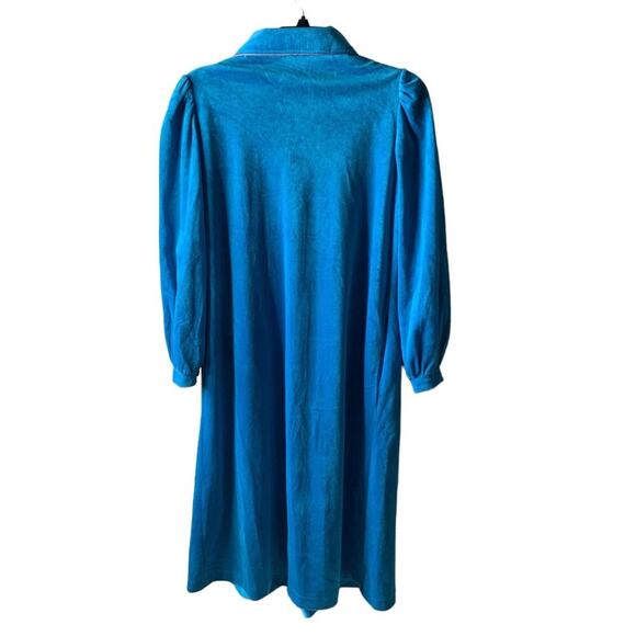 CJS Vintage House Dress Sleepwear Womens L Half Zip Balloon Sleeves Drawstring - Picture 2 of 10